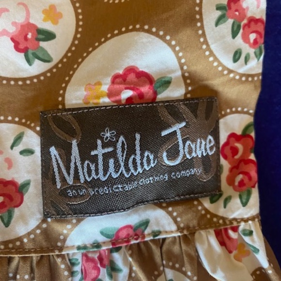 Matilda Jane Brown With Flower Print Ruffle Capri Pant Girls Size 8 - Picture 4 of 7